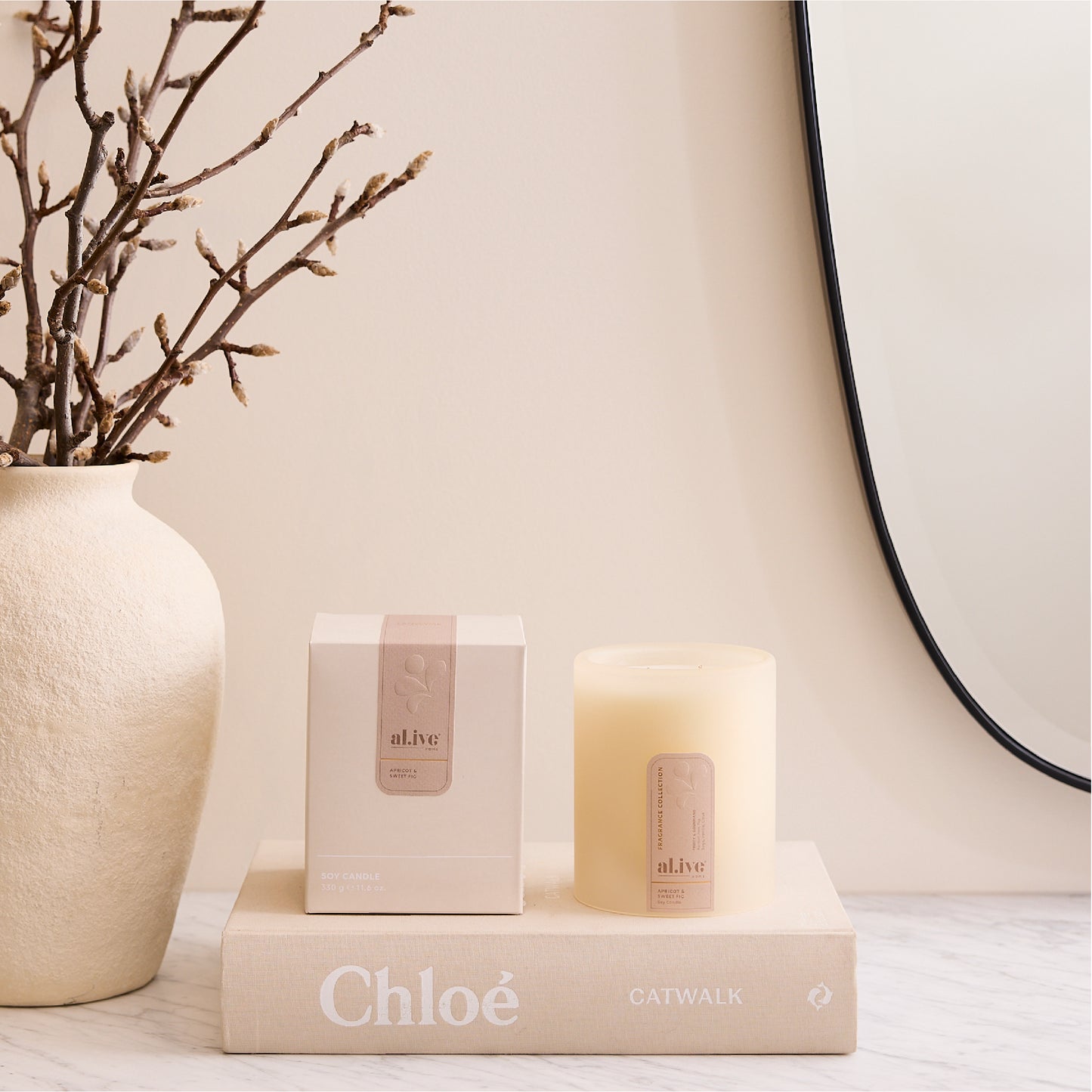 al.ive soy candle - apricot & sweet fig