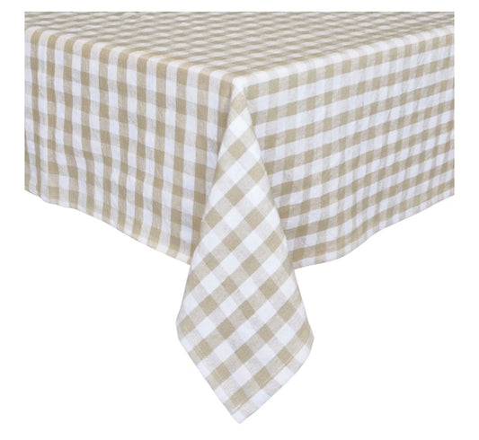 Beige Gingham Tablecloth