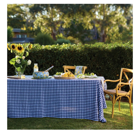 Navy Gingham Tablecloth