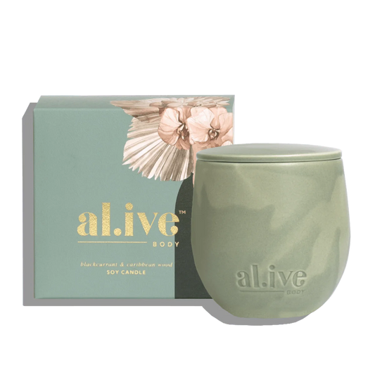 al.ive Blackcurrant & Caribbean Wood Soy Candle